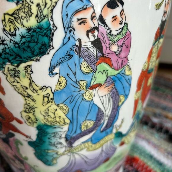 Antique 24" Chinese Famille Rose Large Porcelain Vase 24" Tall - Picture 13 of 16